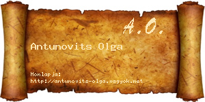 Antunovits Olga névjegykártya